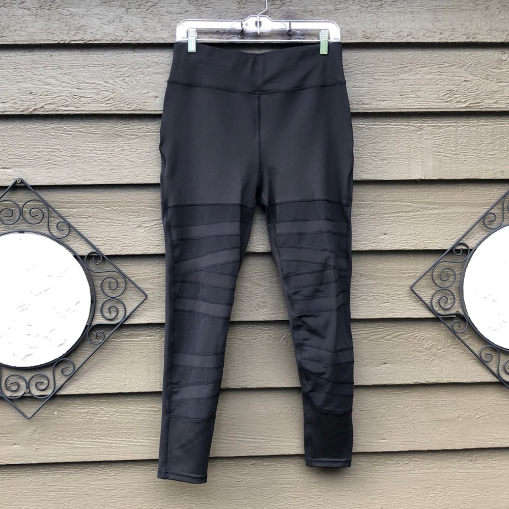 Black mesh panel leggings